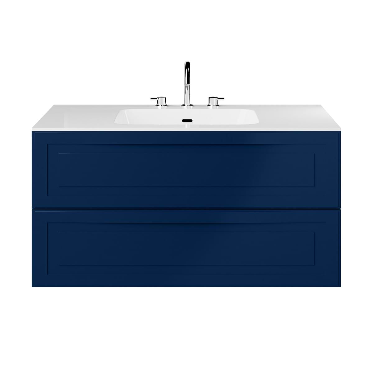 Alma Blue 42" Vanity with Integrated White Solid Surface Top 