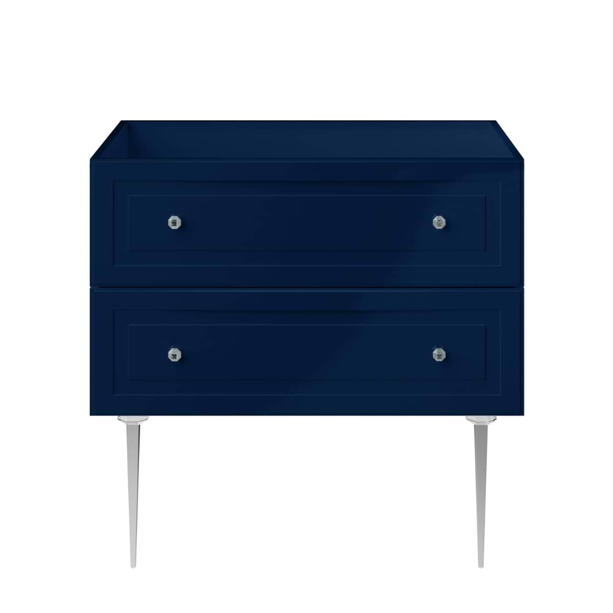 Alma Blue 36" Vanity with Chrome Legs & Knobs without Top 