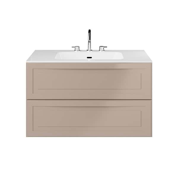 Alma Taupe 36" Vanity with Integrated White Solid Surface Top