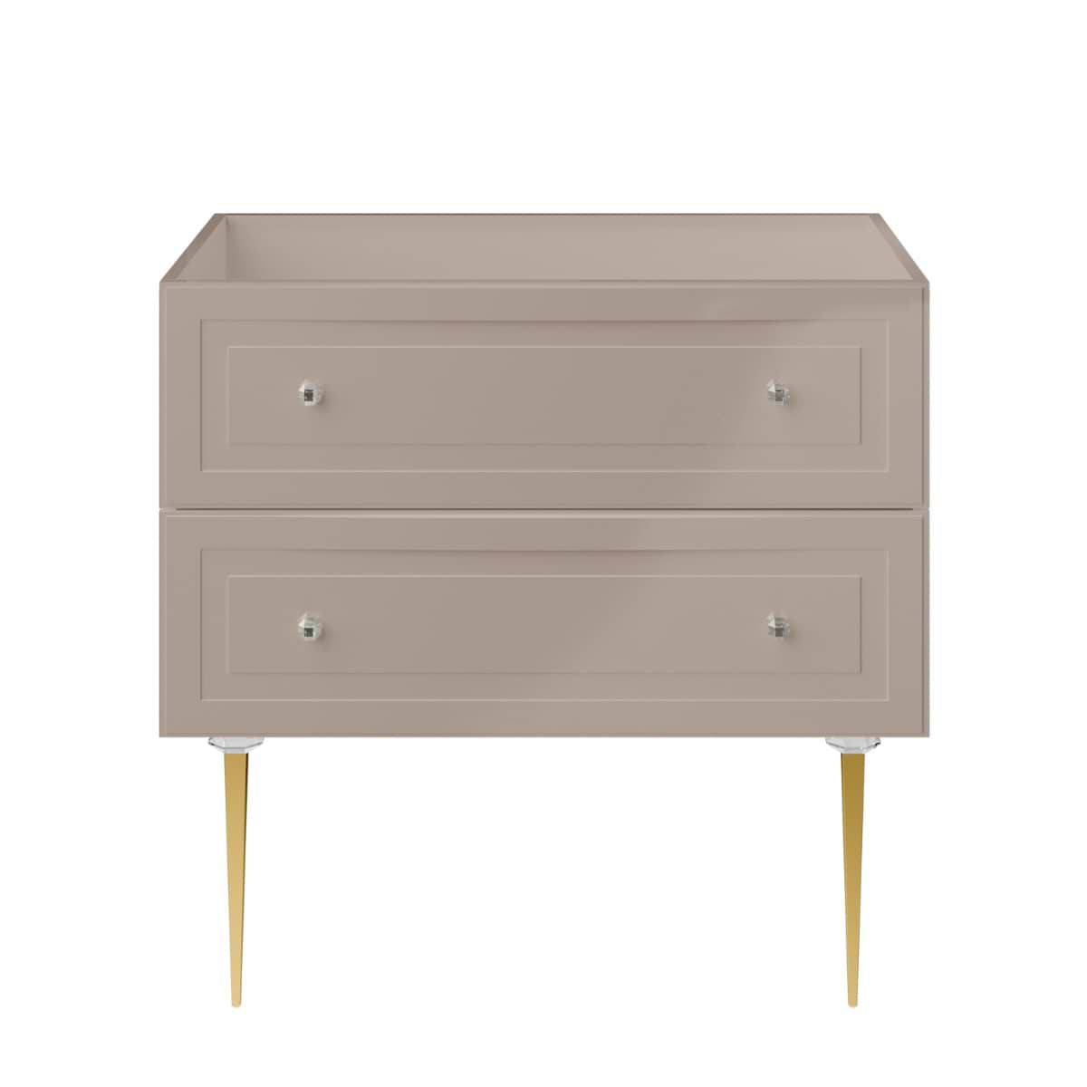 Alma Taupe 36" Single Vanity with Gold Legs & Knobs without Top 