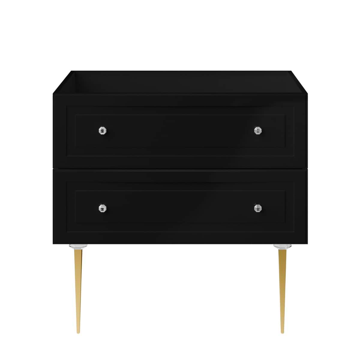 Alma Black 36" Vanity with Gold Legs & Knobs without Top 