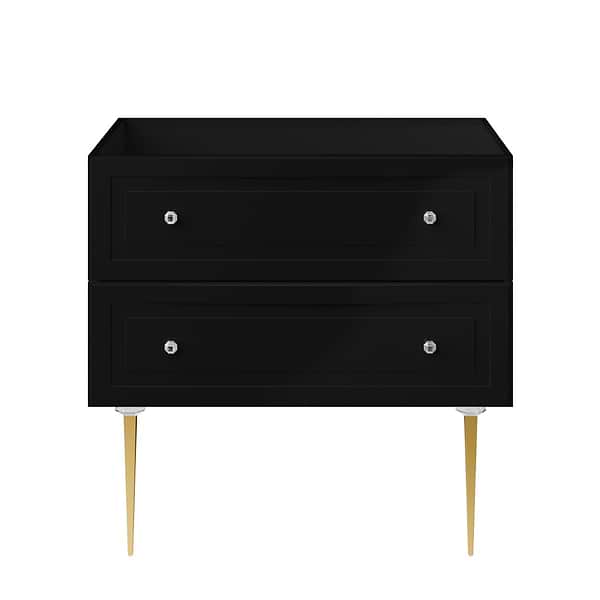 Alma Black 36" Vanity with Gold Legs & Knobs without Top