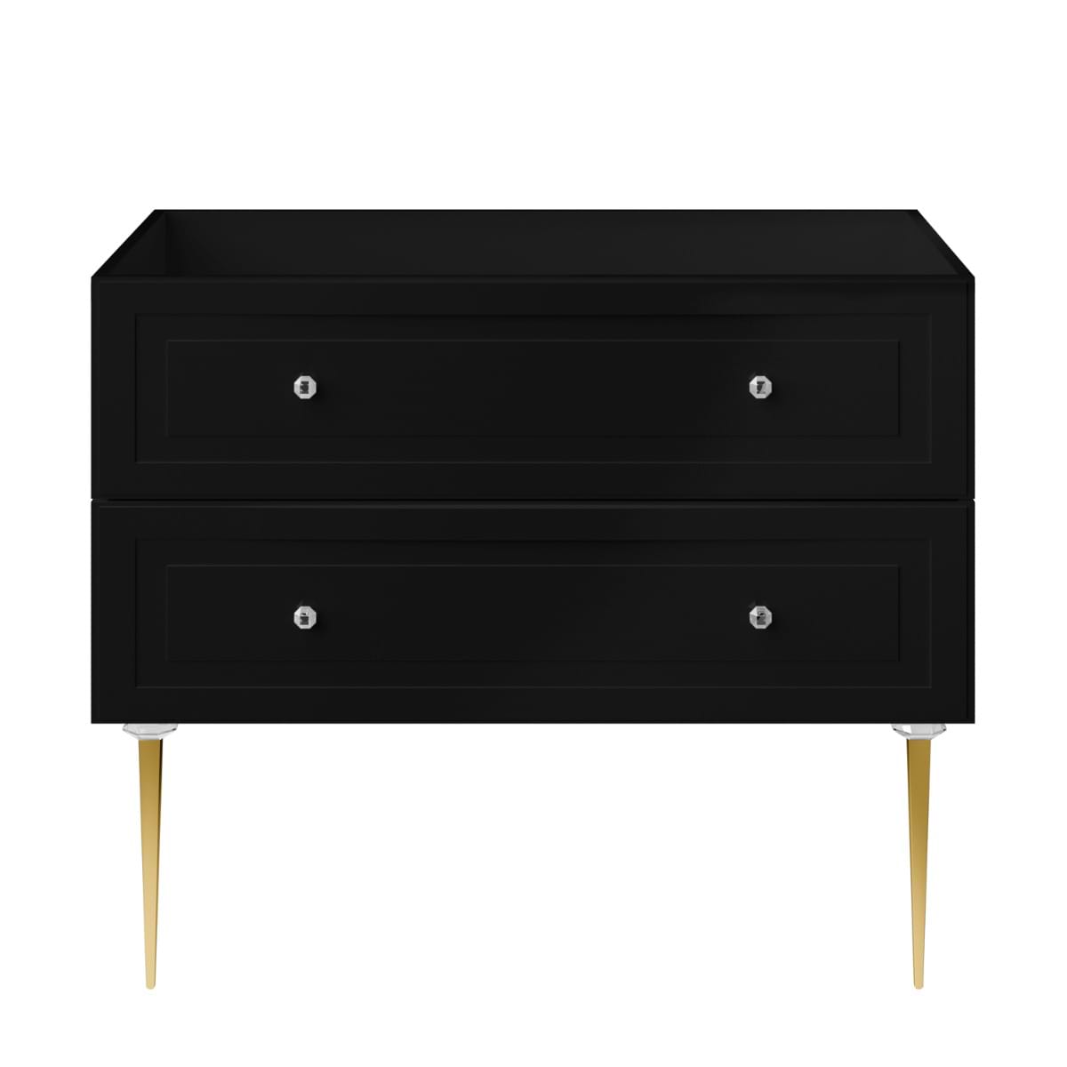 Alma Black 42" Vanity with Gold Legs & Knobs without Top 