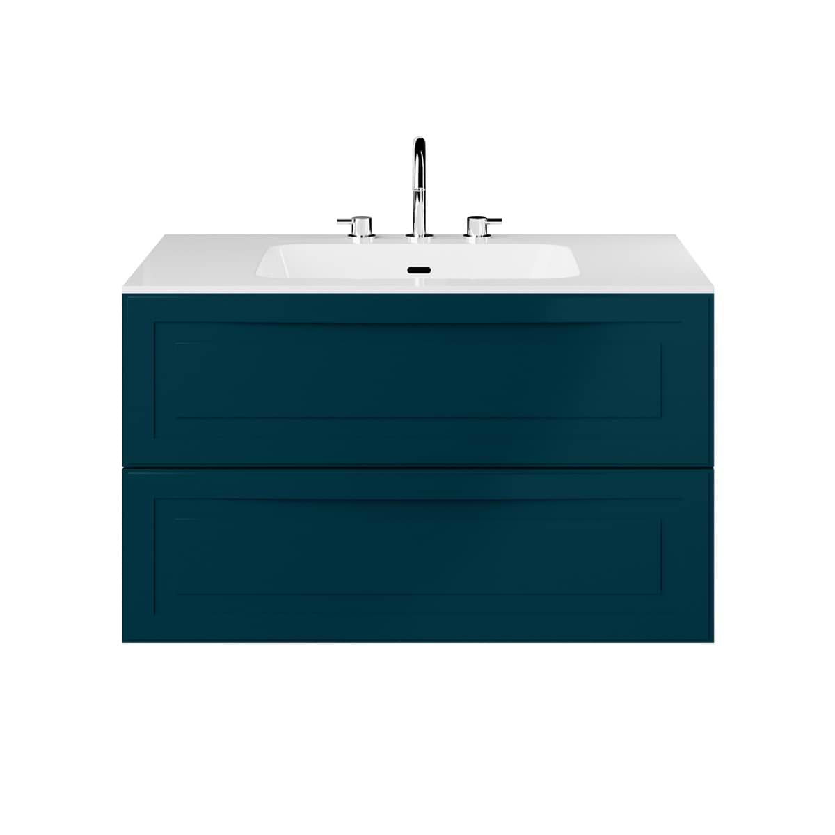 Alma Turquoise 36" Vanity with Integrated White Solid Surface Top 