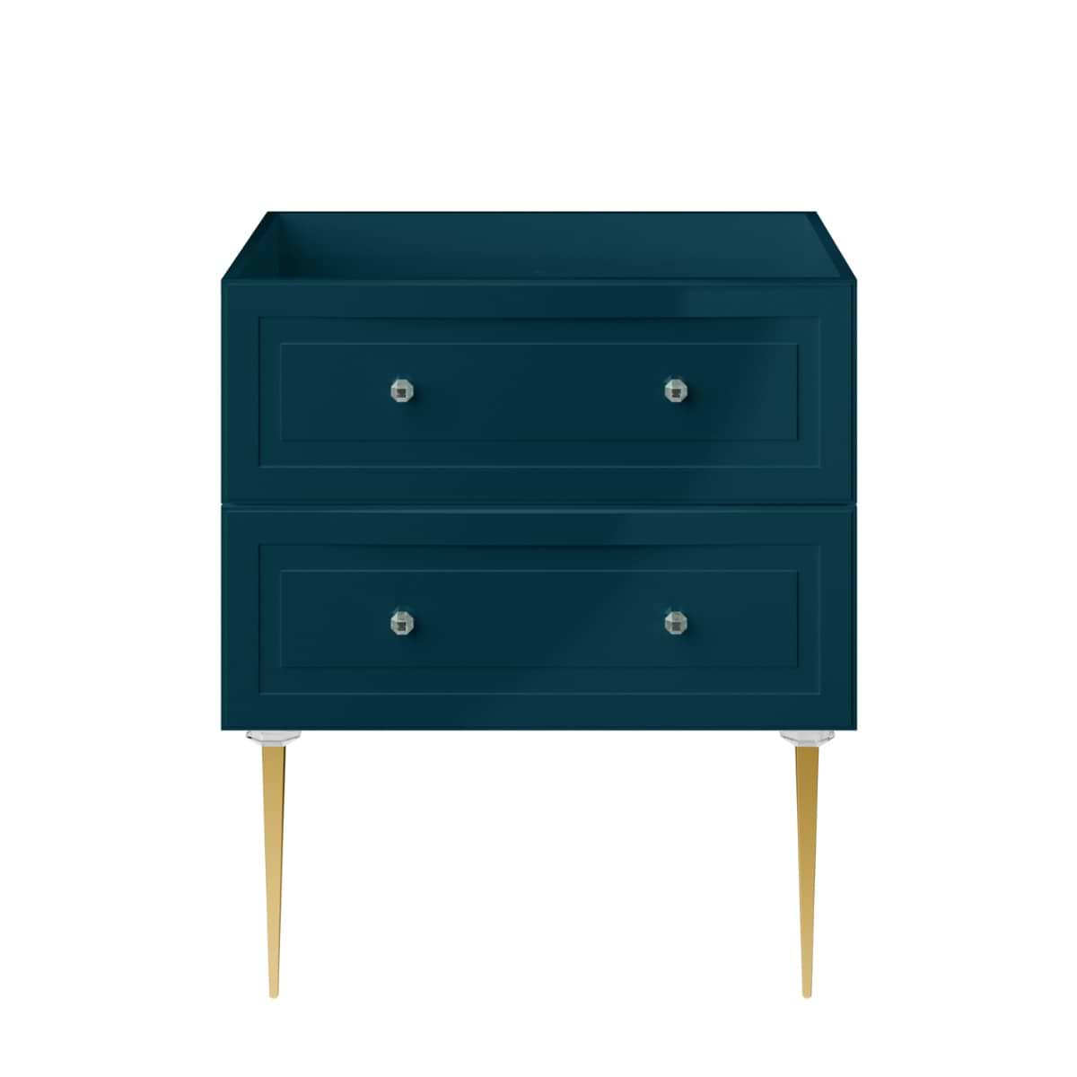 Alma Turquoise 36" Vanity with Gold Legs & Knobs with Integrated White Solid Surface Top 