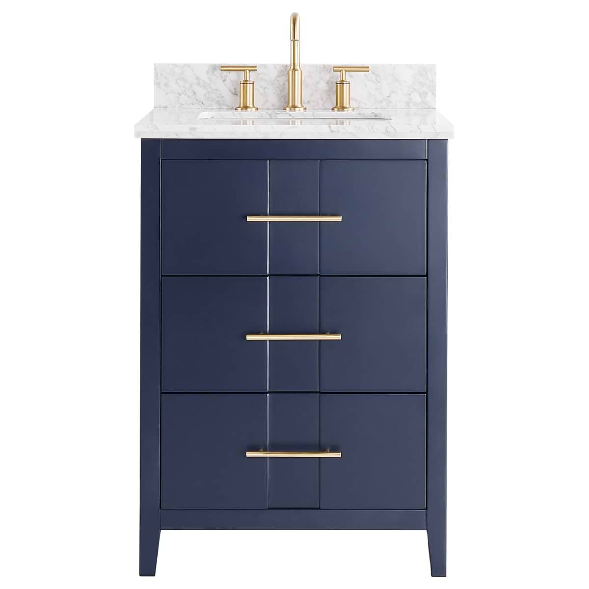 Iconic Navy and Gold 24" Single Vanity with Carrara Marble Top 