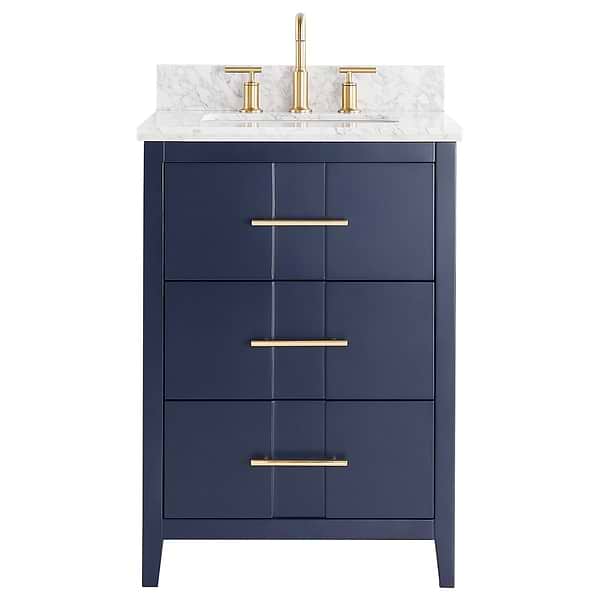 Iconic Navy and Gold 24" Single Vanity with Carrara Marble Top