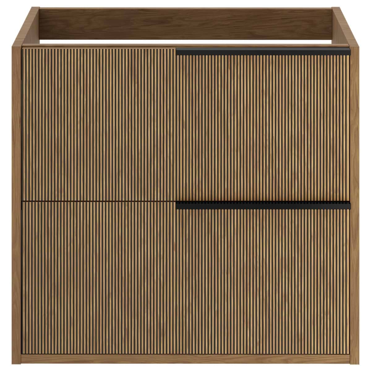 Kora Art Faux Fluted 24" Single Vanity with Black Handles without Top 