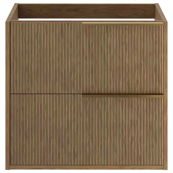 Kora Art Faux Fluted 24" Single Vanity with Gold Handles without Top; in Style Ideas Art Deco, Contemporary, Industrial, Modern, Transitional