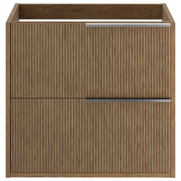 Kora Art Faux Fluted 24" Single Vanity with Silver Handles without Top; in Style Ideas Art Deco, Contemporary, Industrial, Modern, Transitional