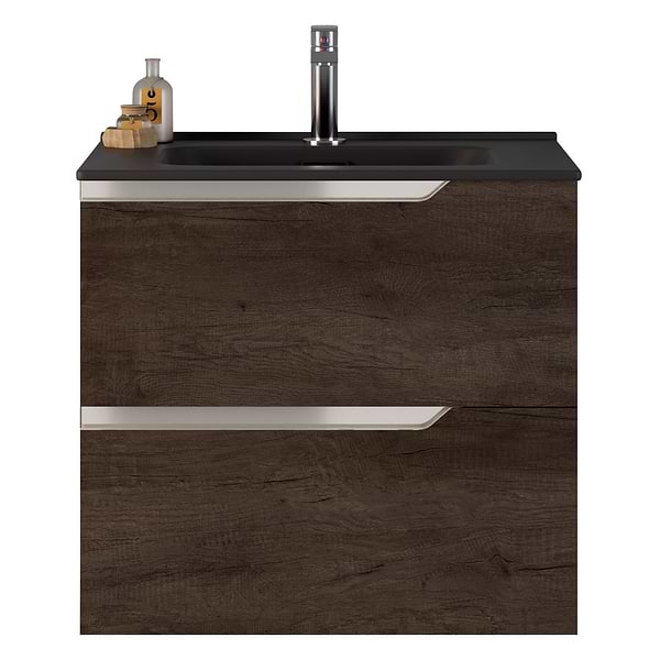 Duo Weathered Oak 24" Single Vanity with Integrated Black Ceramic Top; in Style Ideas Classic, Farmhouse, Mid Century, Modern, Traditional, Transitional