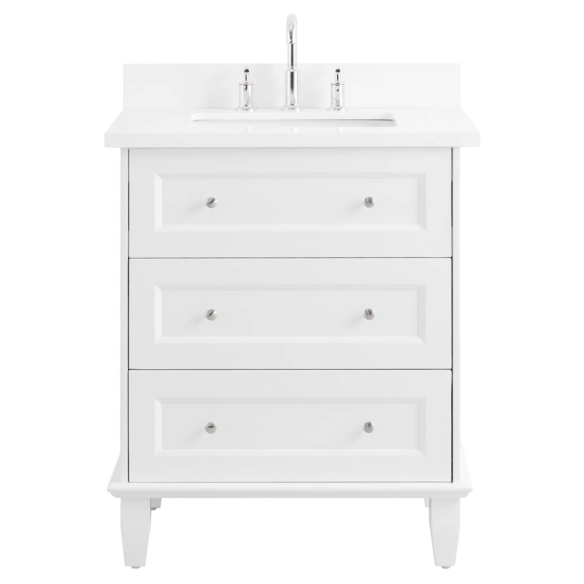 Nora White 30" Single Vanity with Pure White Quartz Top 