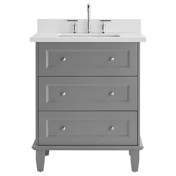 Close Out - Nora Gray 30" Single Vanity with Pure White Quartz Top