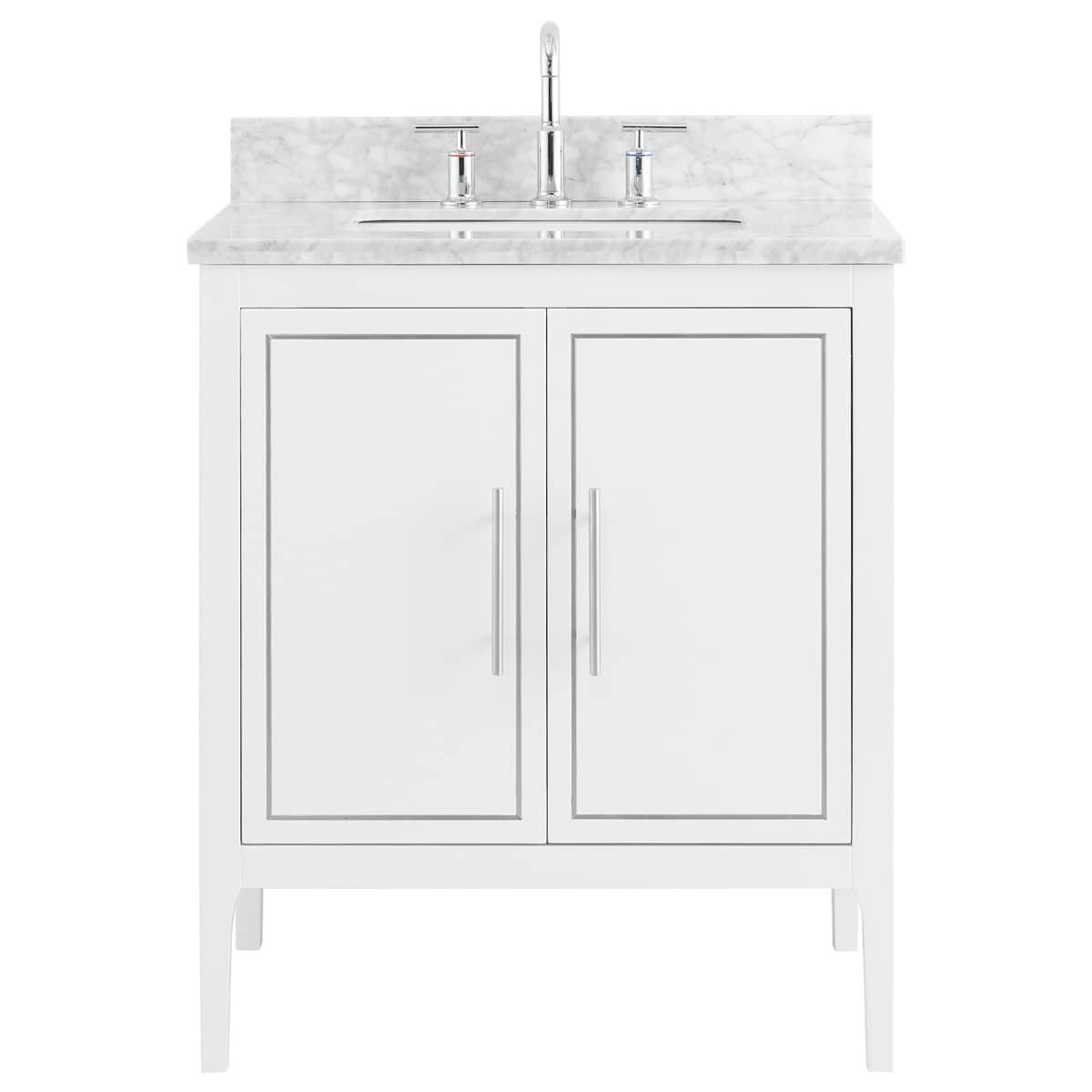 Province White and Silver 30" Single Vanity with Carrara Marble Top 