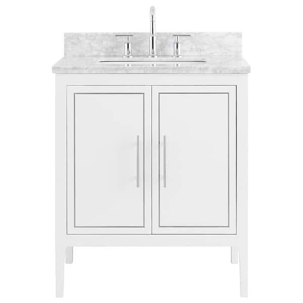 Province White and Silver 30" Single Vanity with Carrara Marble Top