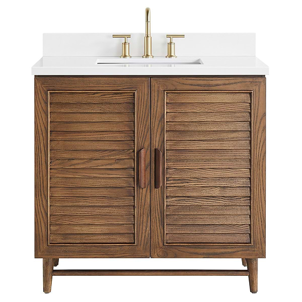 Close Out - Lowell Dark Walnut 36" Single Vanity with Pure White Quartz Top; in Style Ideas Craftsman, Farmhouse, Traditional, Transitional