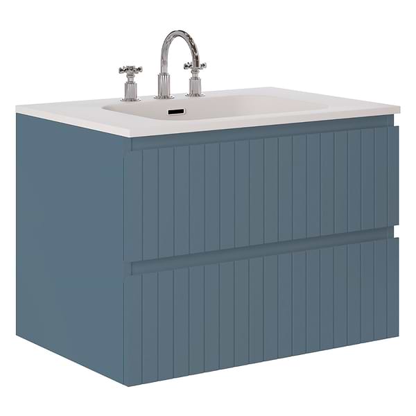 Adeline Denim Blue 30" Single Vanity with Integrated Solid Surface Top