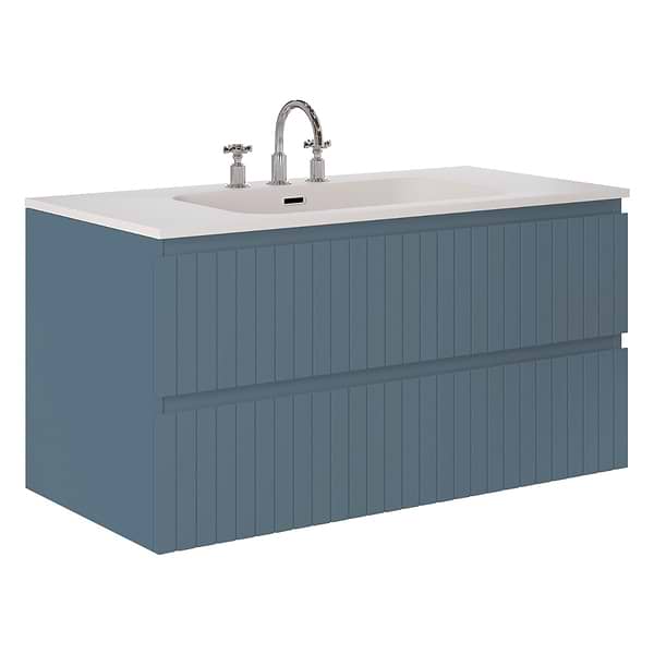 Adeline Denim Blue 42" Single Vanity with Integrated Solid Surface Top