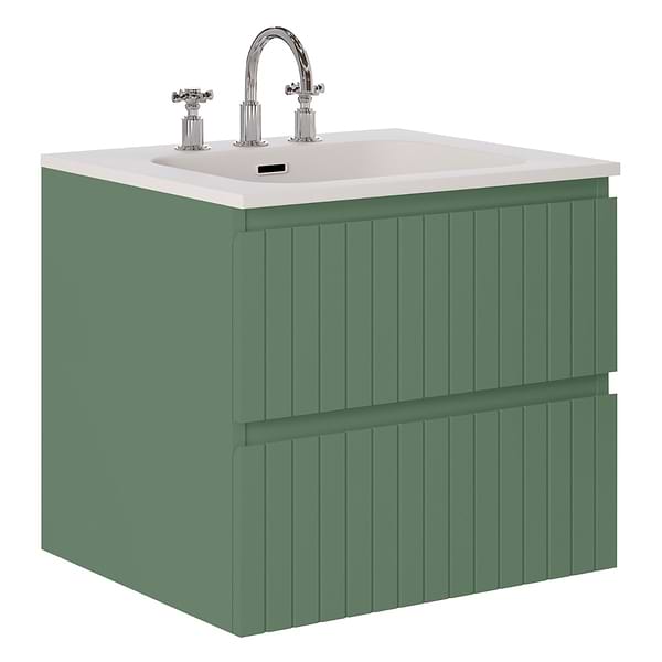 Adeline Forest Green 24" Single Vanity with Integrated Solid Surface Top
