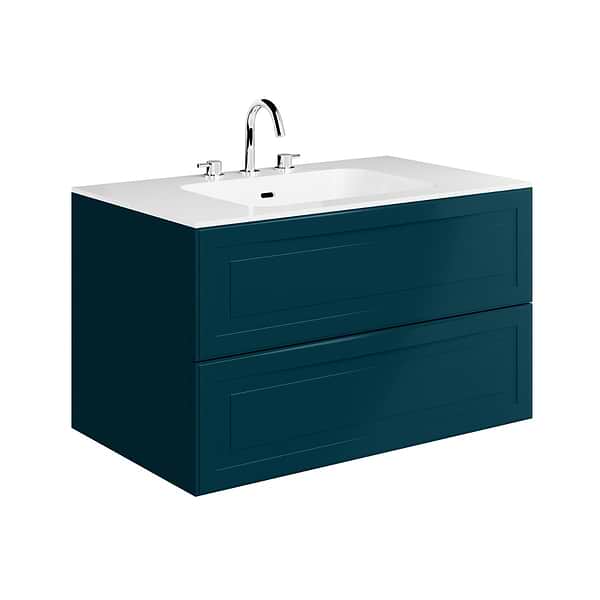 Alma Turquoise 36" Vanity with Integrated White Solid Surface Top