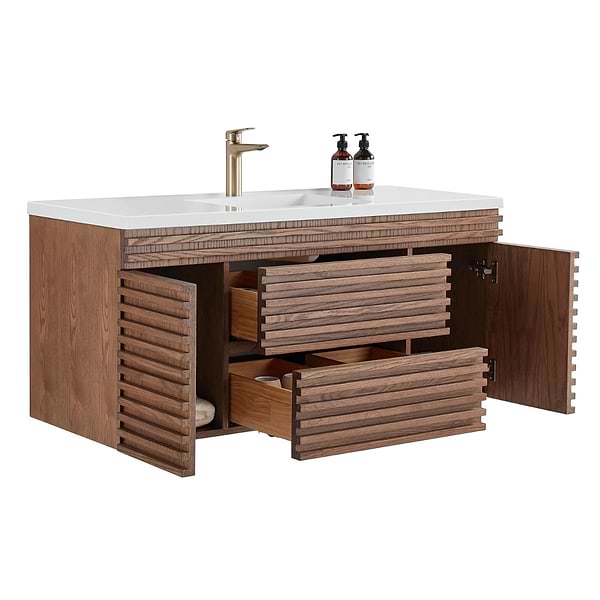 Gibson Dark Wood 48" Single Vanity with Integrated White Acrylic Top