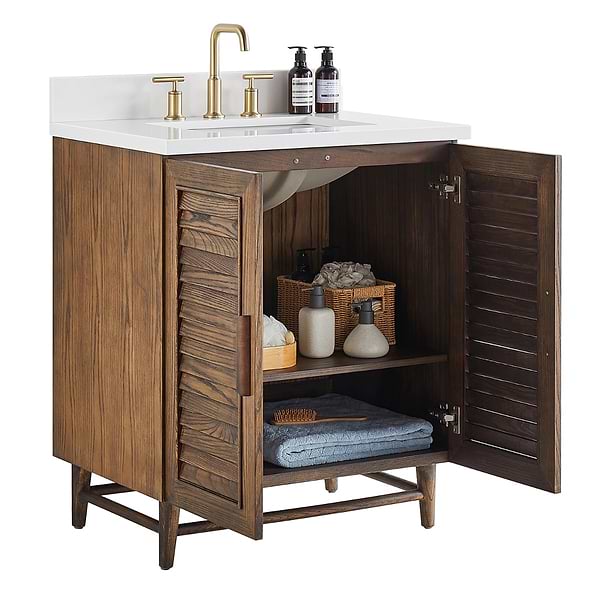 Close Out - Lowell Dark Walnut 30" Single Vanity with Pure White Quartz Top