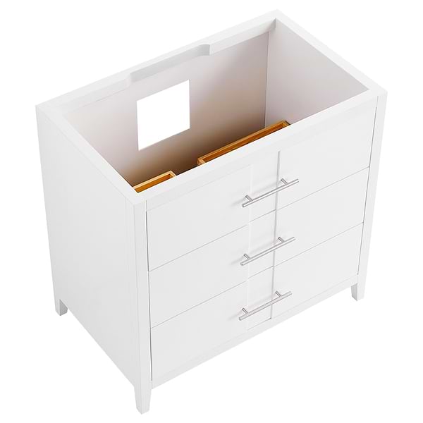 Iconic White and Silver 36" Single Vanity with Pure White Quartz Top