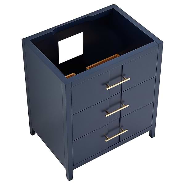 Iconic Navy and Gold 30" Single Vanity with Pure White Quartz Top