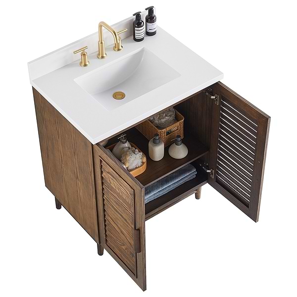 Close Out - Lowell Dark Walnut 30" Single Vanity with Pure White Quartz Top