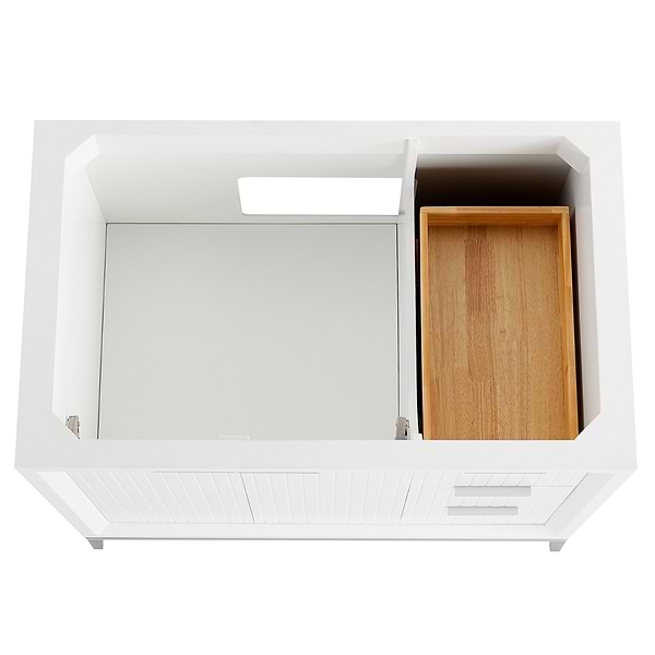 Bungalow White and Silver 36" Single Vanity with Pure White Quartz Top