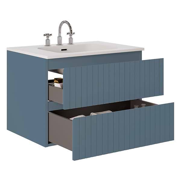 Adeline Denim Blue 30" Single Vanity with Integrated Solid Surface Top