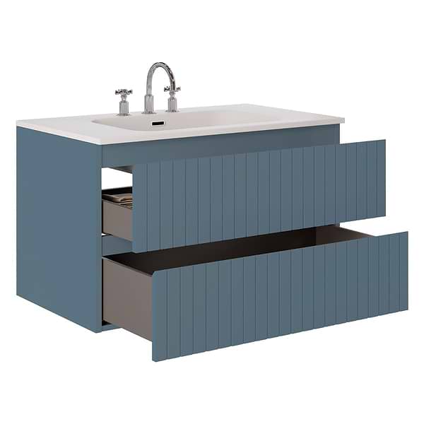 Adeline Denim Blue 36" Single Vanity with Integrated Solid Surface Top