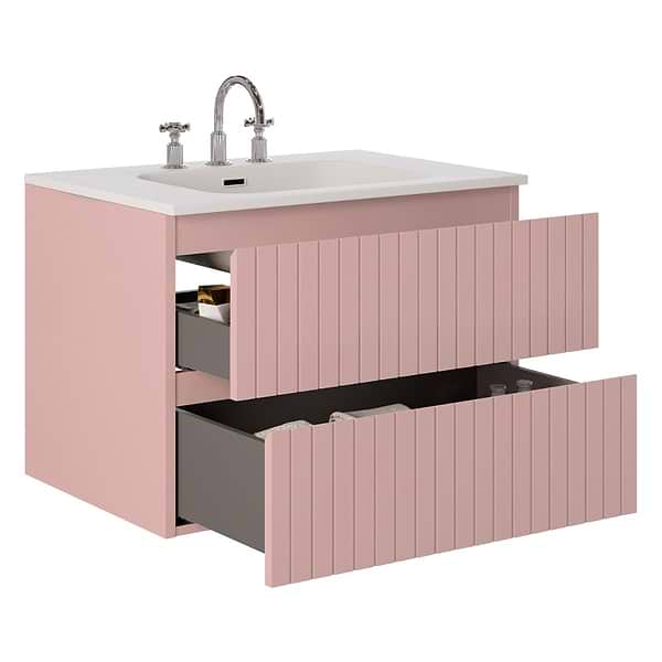 Adeline Rose Pink 30" Single Vanity with Integrated Solid Surface Top