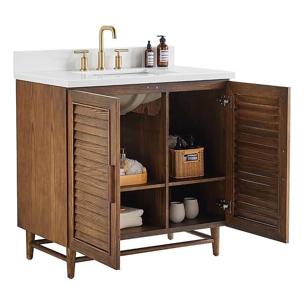 Close Out - Lowell Dark Walnut 36" Single Vanity with Pure White Quartz Top