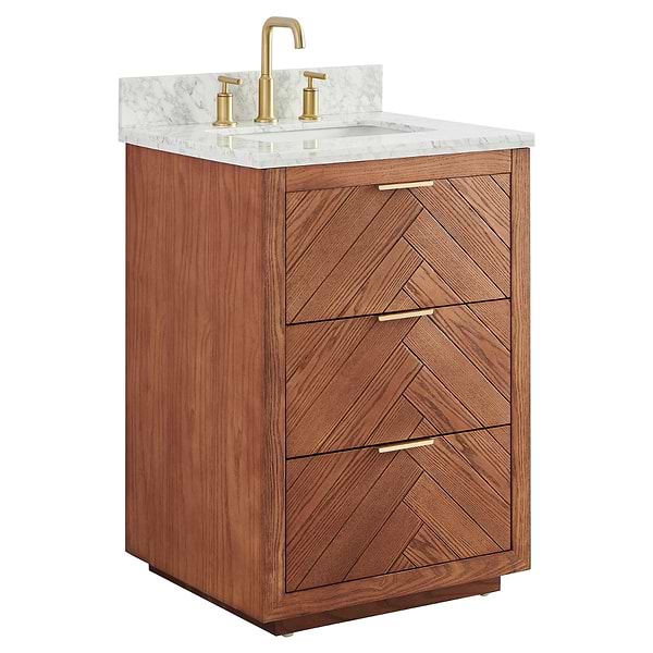 Marilyn Woodgrain 24" Single Vanity with Carrara Marble Top