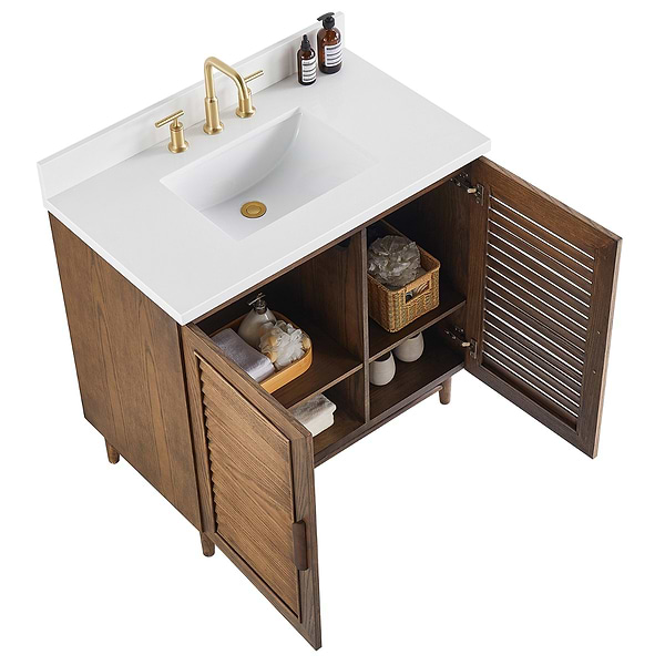 Close Out - Lowell Dark Walnut 36" Single Vanity with Pure White Quartz Top