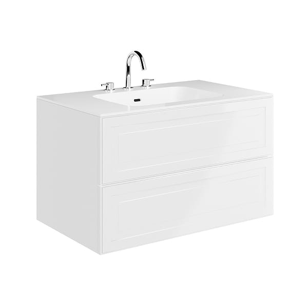 Alma White 36" Vanity with Integrated White Solid Surface Top