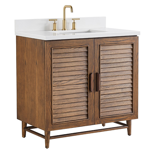 Close Out - Lowell Dark Walnut 36" Single Vanity with Pure White Quartz Top