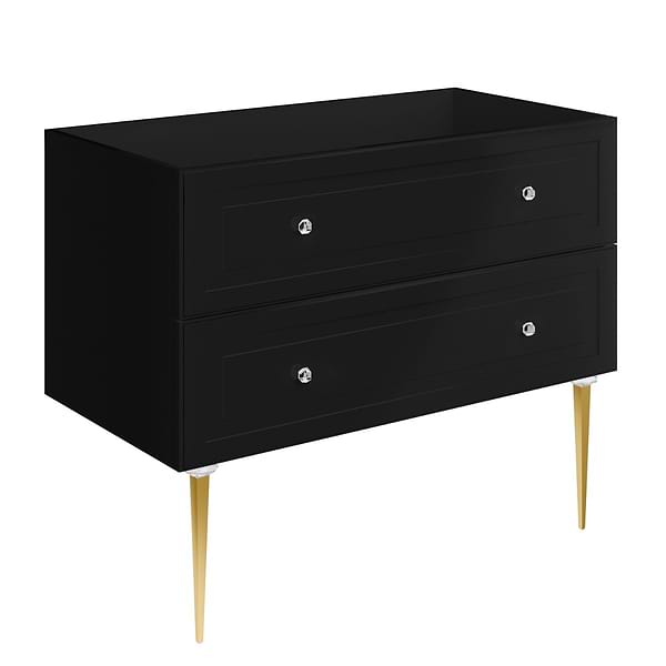 Alma Black 42" Vanity with Gold Legs & Knobs without Top
