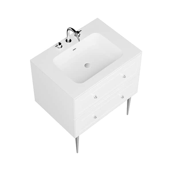 Alma White 30" Vanity with Chrome Legs & Knobs with Integrated White Solid Surface Top