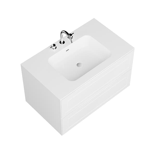Alma White 36" Vanity with Integrated White Solid Surface Top