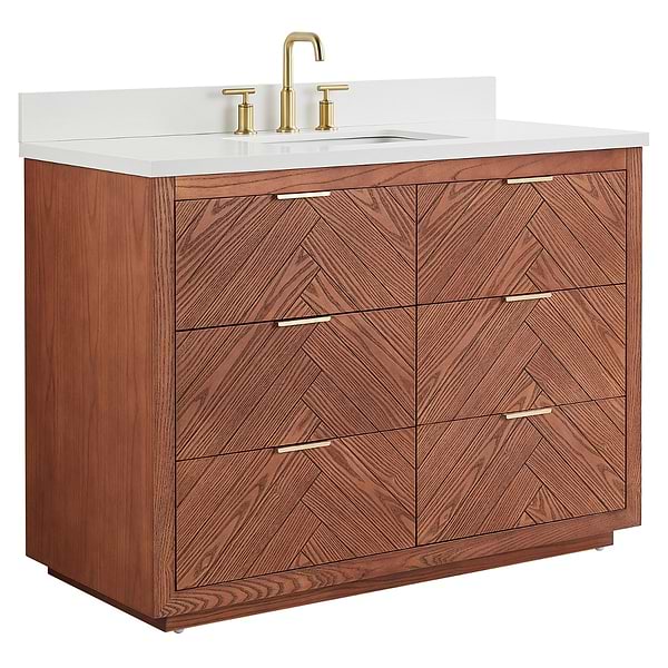 Marilyn Woodgrain 48" Single Vanity with Pure White Quartz Top