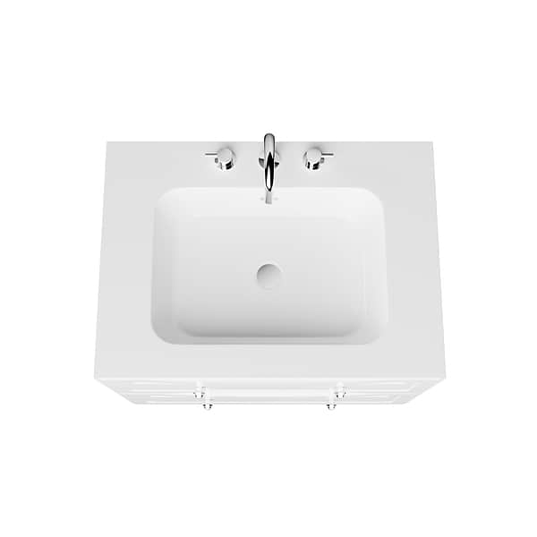Alma White 30" Vanity with Chrome Legs & Knobs with Integrated White Solid Surface Top