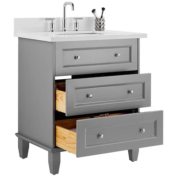 Close Out - Nora Gray 30" Single Vanity with Pure White Quartz Top