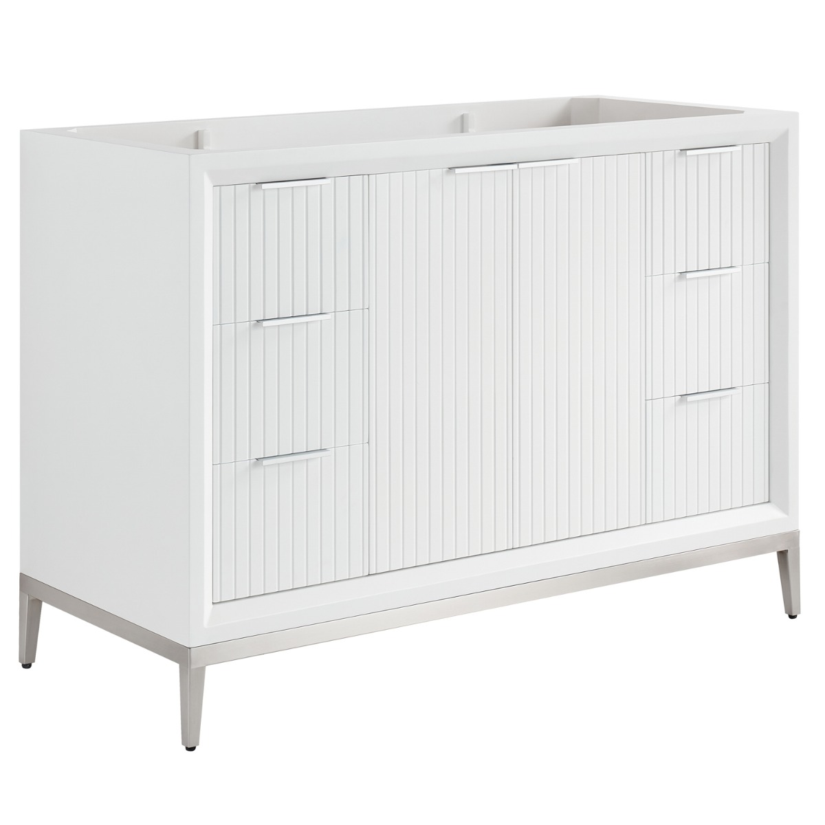 Bungalow White and Silver 48" Single Vanity without Top 