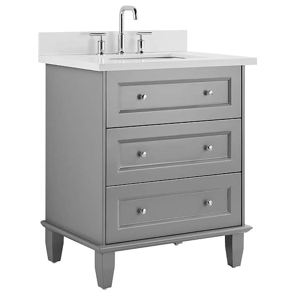 Close Out - Nora Gray 30" Single Vanity with Pure White Quartz Top