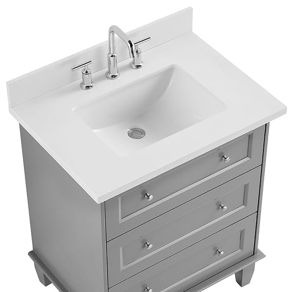 Close Out - Nora Gray 30" Single Vanity with Pure White Quartz Top