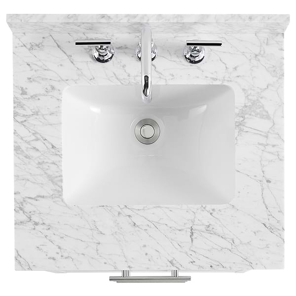 Iconic White and Silver 24" Single Vanity with Carrara Marble Top