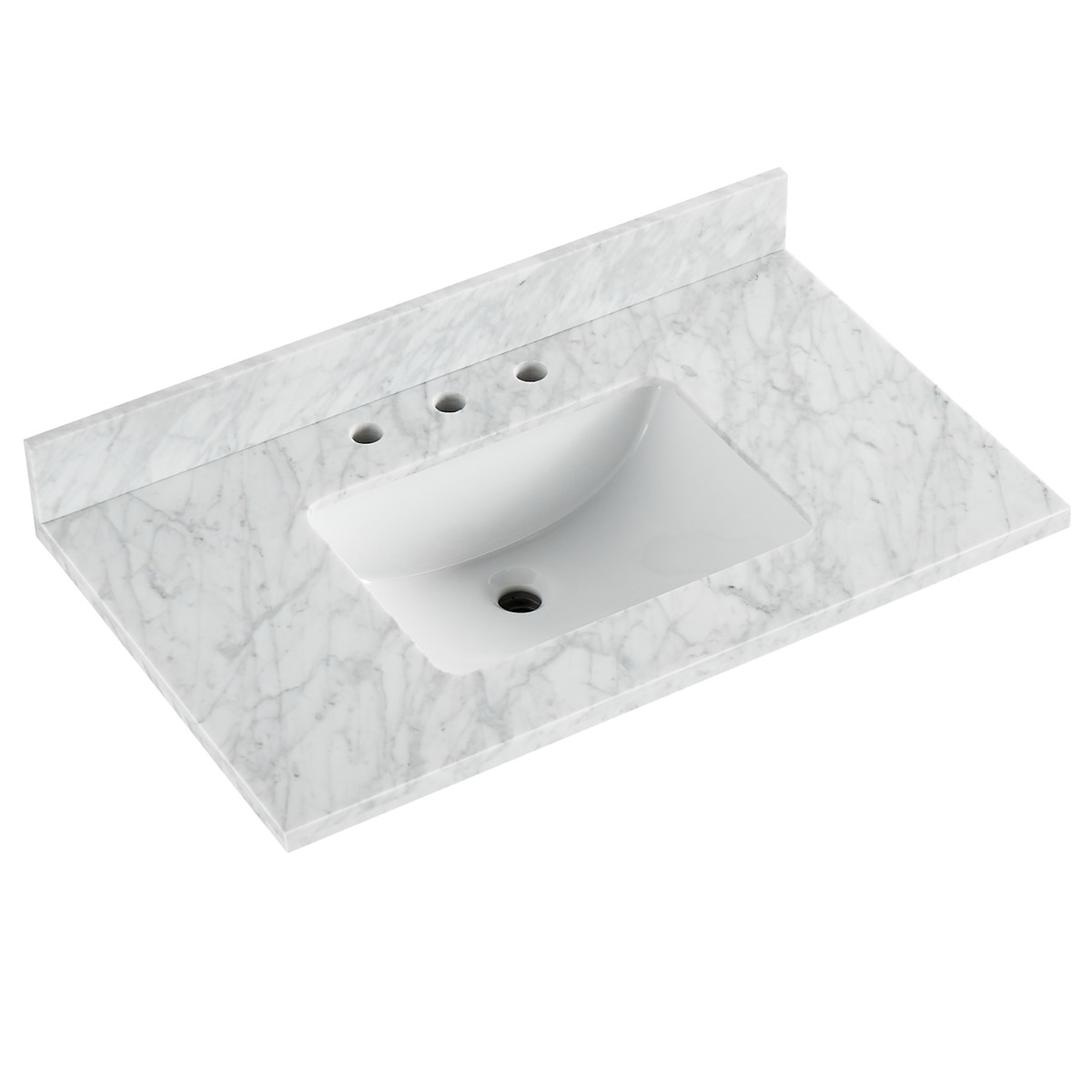 Bungalow White and Silver 36" Single Vanity with Carrara Marble Top