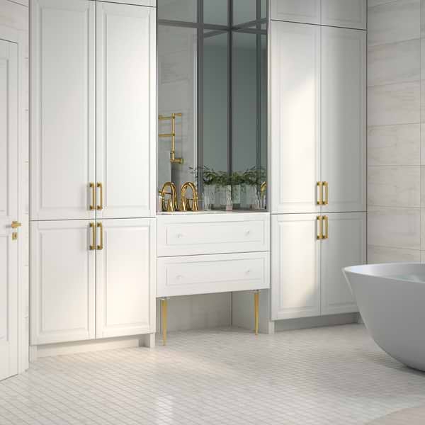Alma White 36" Vanity with Gold Legs & Knobs without Top; in White; in Style Ideas Classic, Contemporary, Transitional